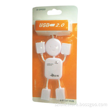 USB2.0 High-speed 4 Ports Mini Hub, 480Mbps Maximum Data Transfer Rate